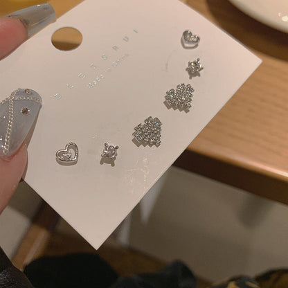 Set Love Heart French Entry Lux High-grade Earrings