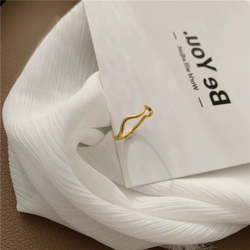 Geometric Wave Simple Female Titanium Steel Rings