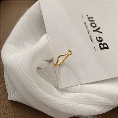Geometric Wave Simple Female Titanium Steel Rings