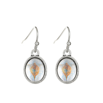 Love Turquoise Alloy Distressed Geometric Moonstone Earrings