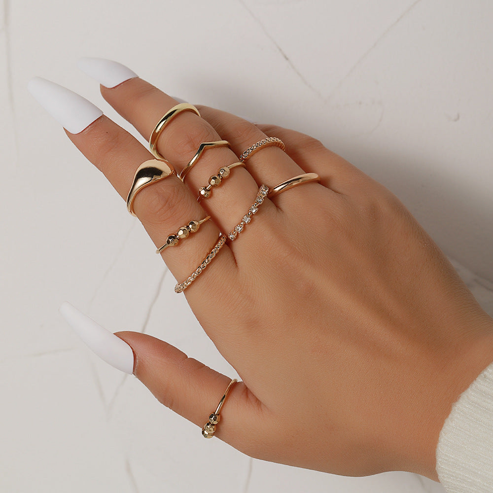 Yang Suit Geometric Rhinestone Pearl Dripping Rings