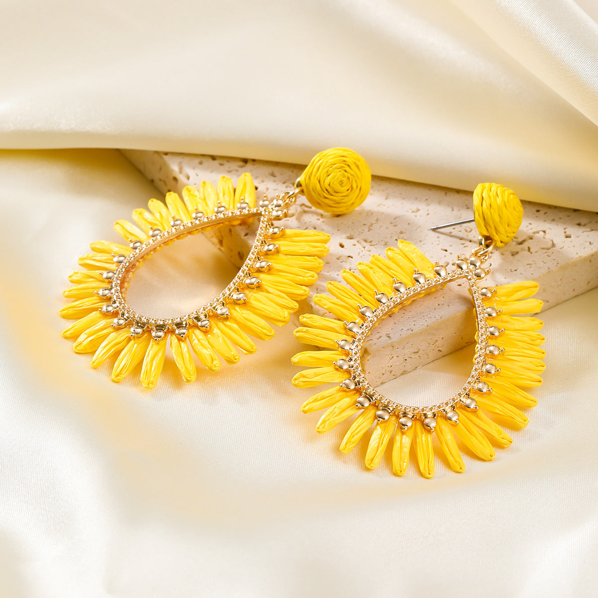 Summer Raffia Female Drop-shaped Bohemian Style Earrings