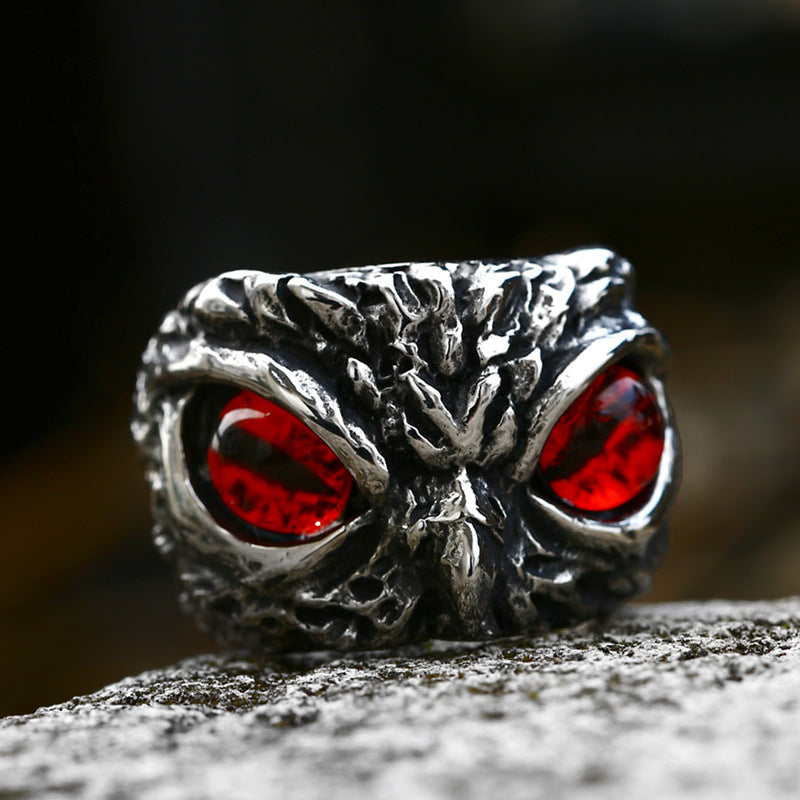 Men's Owl Stainless Steel Vintage Devil's Eye Rings
