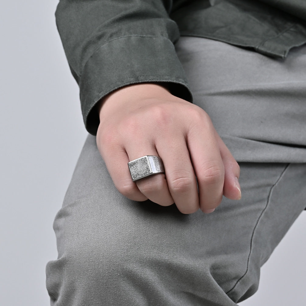 Men's Style Stainless Steel Glossy Thumb Distressed Rings