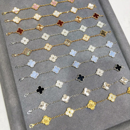 Red Agate Clover Female Pork Belly White Shell Bracelets