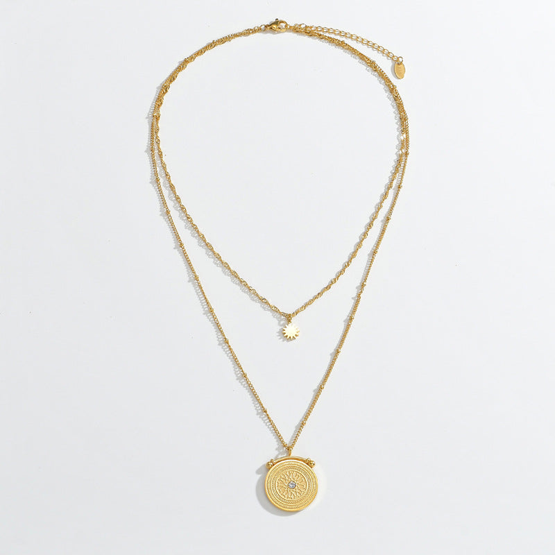 Women's Steel Mango Diamond Round For Design Twin Necklaces