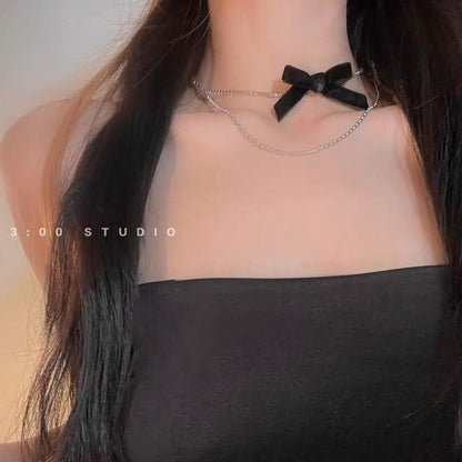 Women's Pure Desire Style Veet Bow Ornament Necklaces