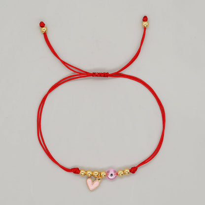 Jewelry Friendship Rope Multicolor Dripping Oil Love Heart Small Bracelets