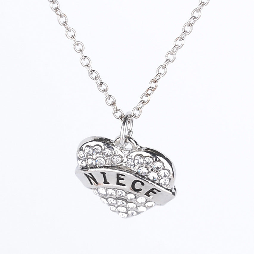 Simple Letter Family Member Full Diamond Necklaces