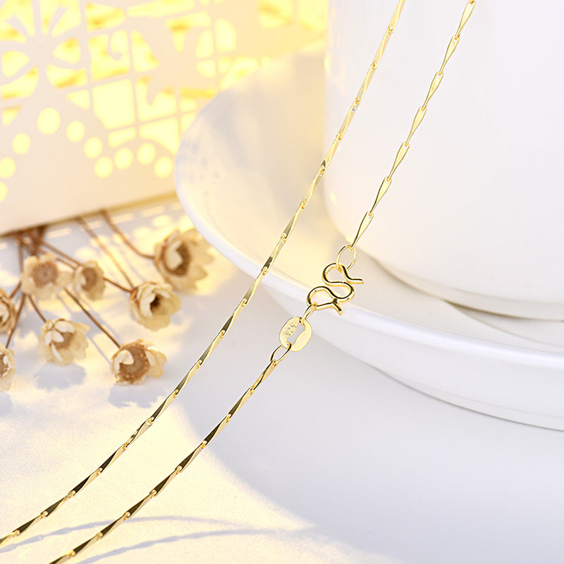 Sterling Sier Box Chain O-shaped Water Necklaces