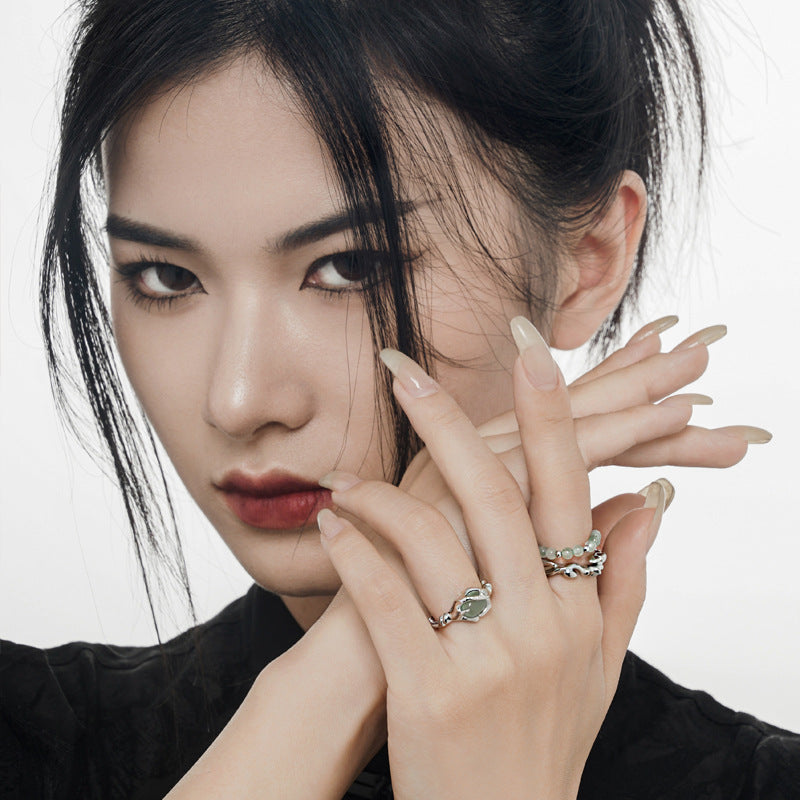 Female Design Sense Niche Sterling Sier Series National Rings