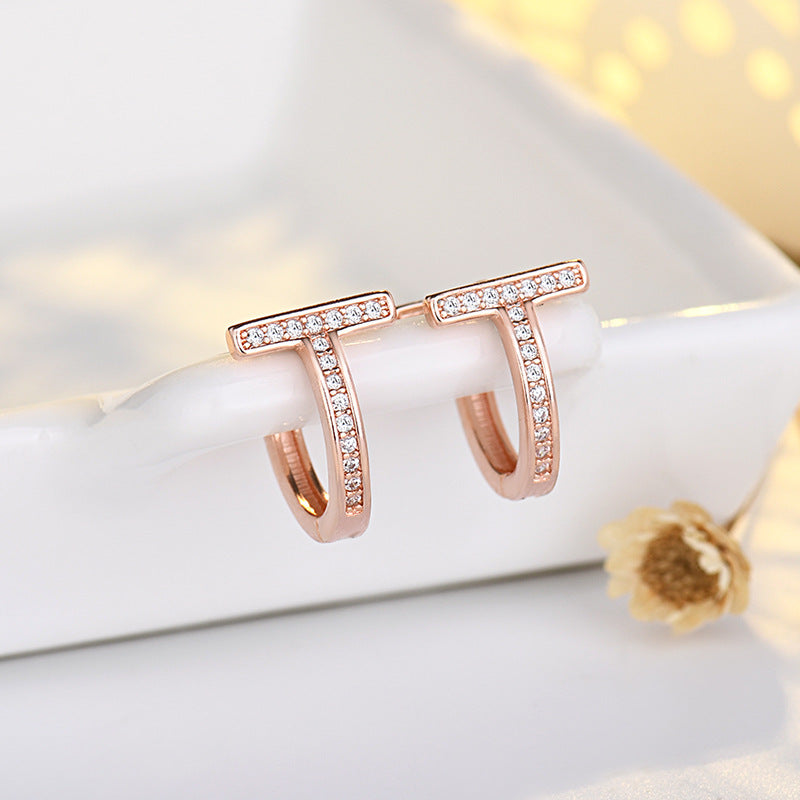 Full Diamond Ear Clip Yellow Gold Plated Earrings