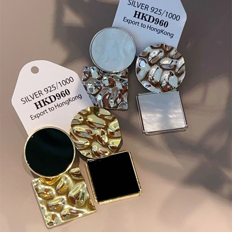 Sier Needle Summer Asymmetric Metal Geometric Earrings