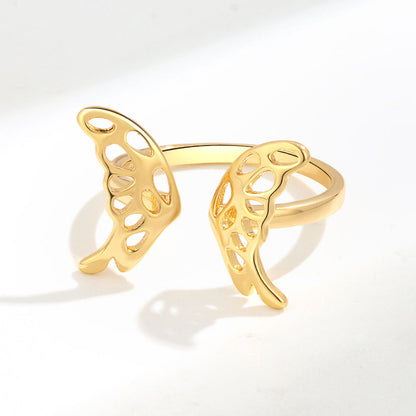 Simple Hollow Butterfly Female Golden Niche Rings