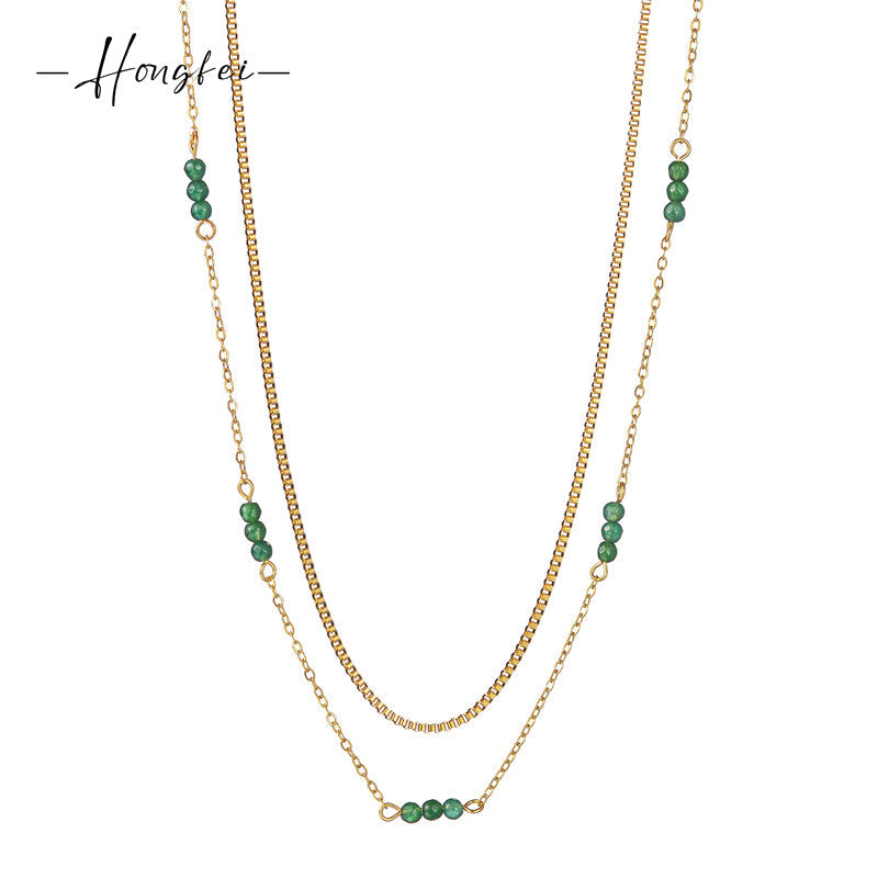 Steel Pearl Design Twin Sweater Chain Necklaces