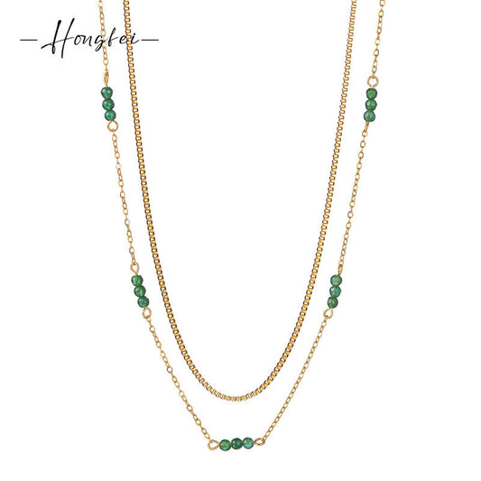 Steel Pearl Design Twin Sweater Chain Necklaces