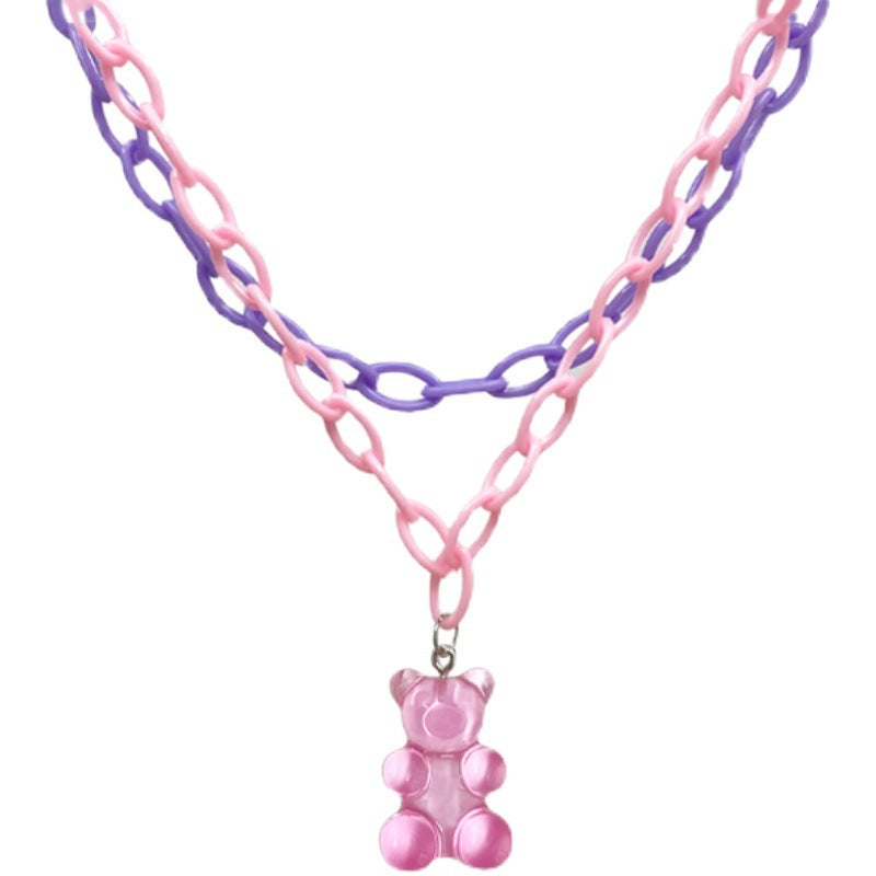 Cute Cartoon Colorful Bear Soft Candy Necklaces