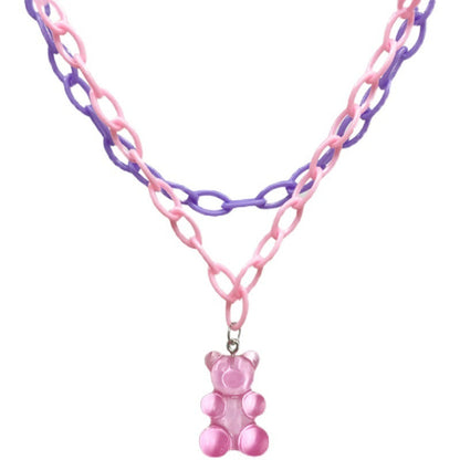 Cute Cartoon Colorful Bear Soft Candy Necklaces