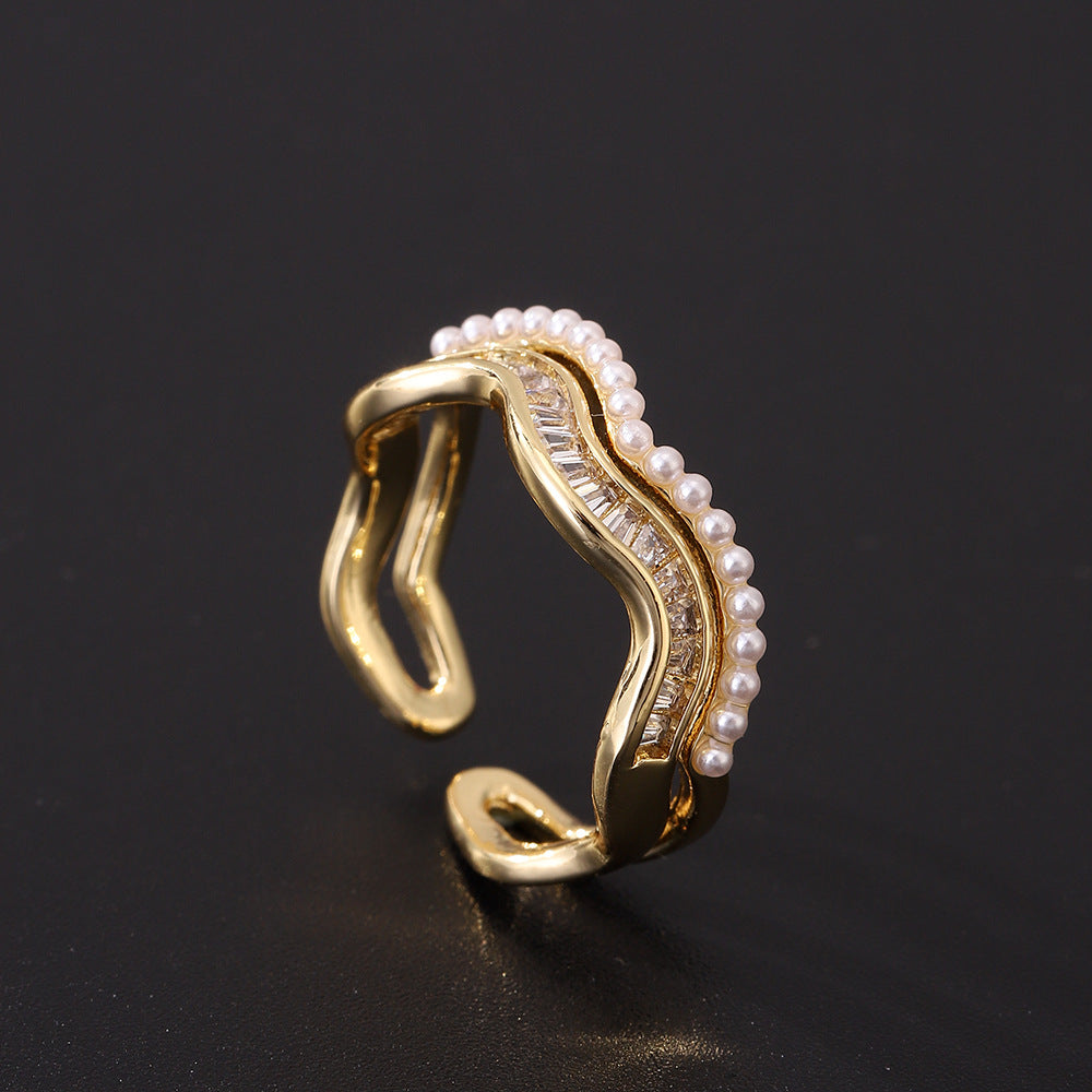 Women's Special Interest Light Luxury Design Pearl Fashion Rings