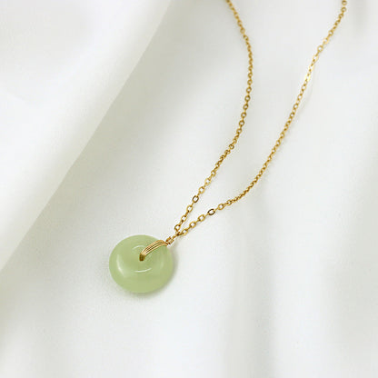 Women's Luxury Minority Jade Ornament Longevity Lock Necklaces