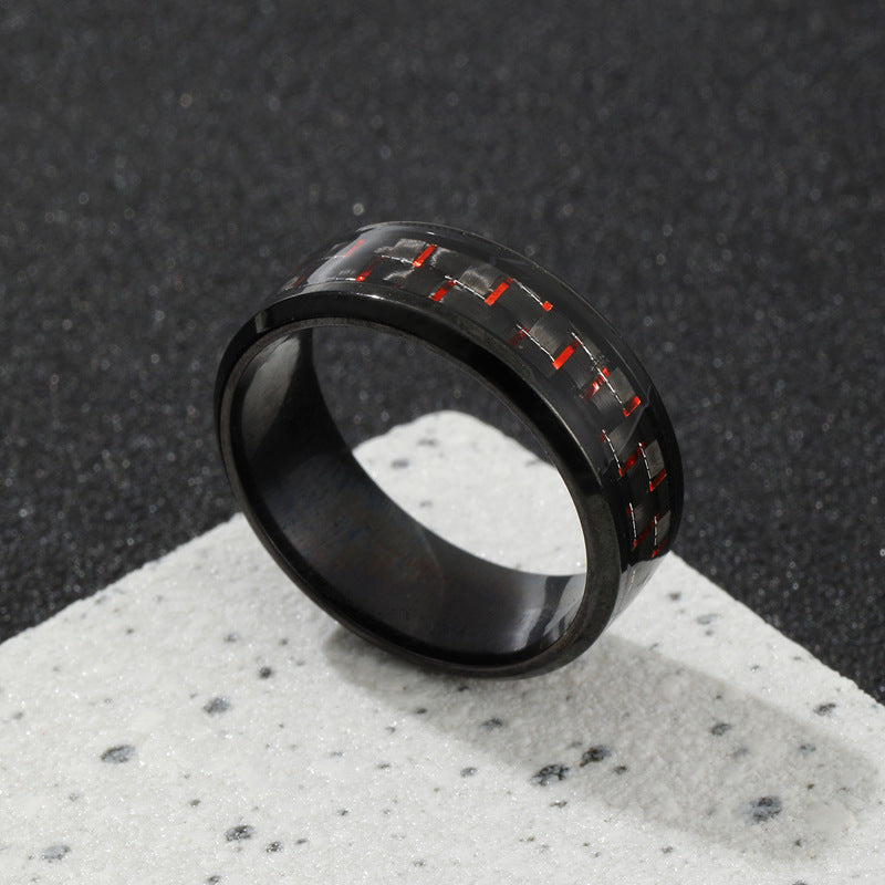 Men's Stainless Steel Ornament Simple Carbon Fiber Multicolor Rings