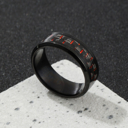 Men's Stainless Steel Ornament Simple Carbon Fiber Multicolor Rings