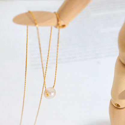 Natural Growth Freshwater Pearl Pendant Titanium Necklaces