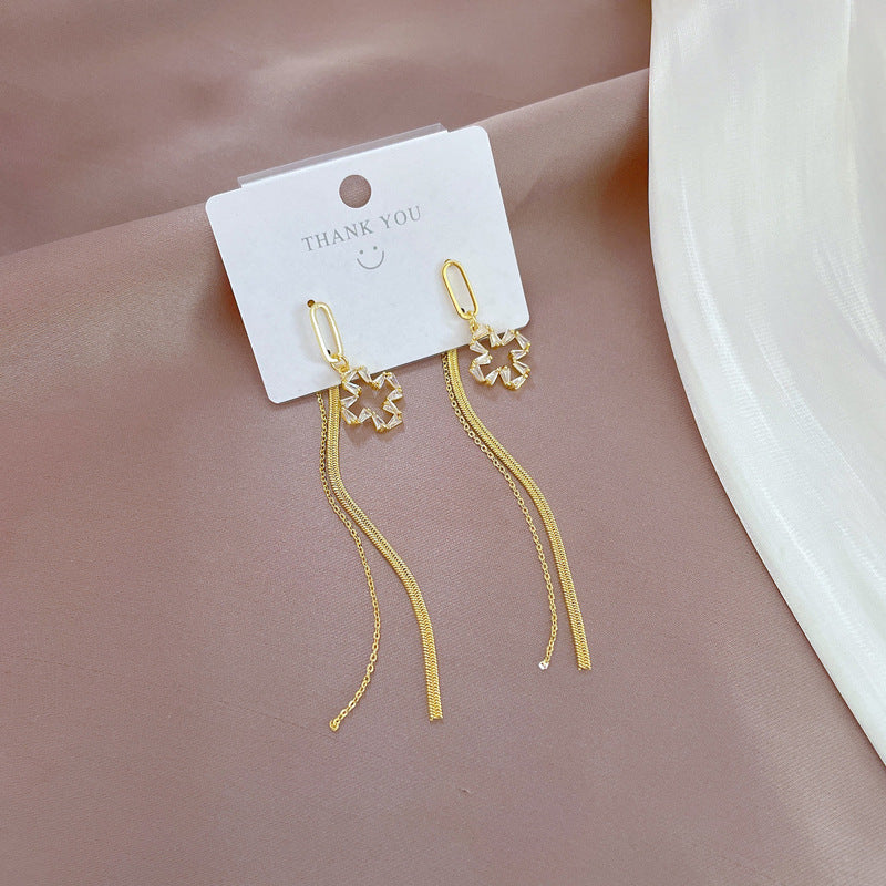 Diamond Geometric Ear Female Temperament Long Fringe Earrings