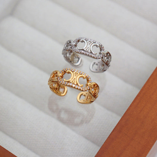 Diamond Female Light Luxury Hollow Open-end Rings