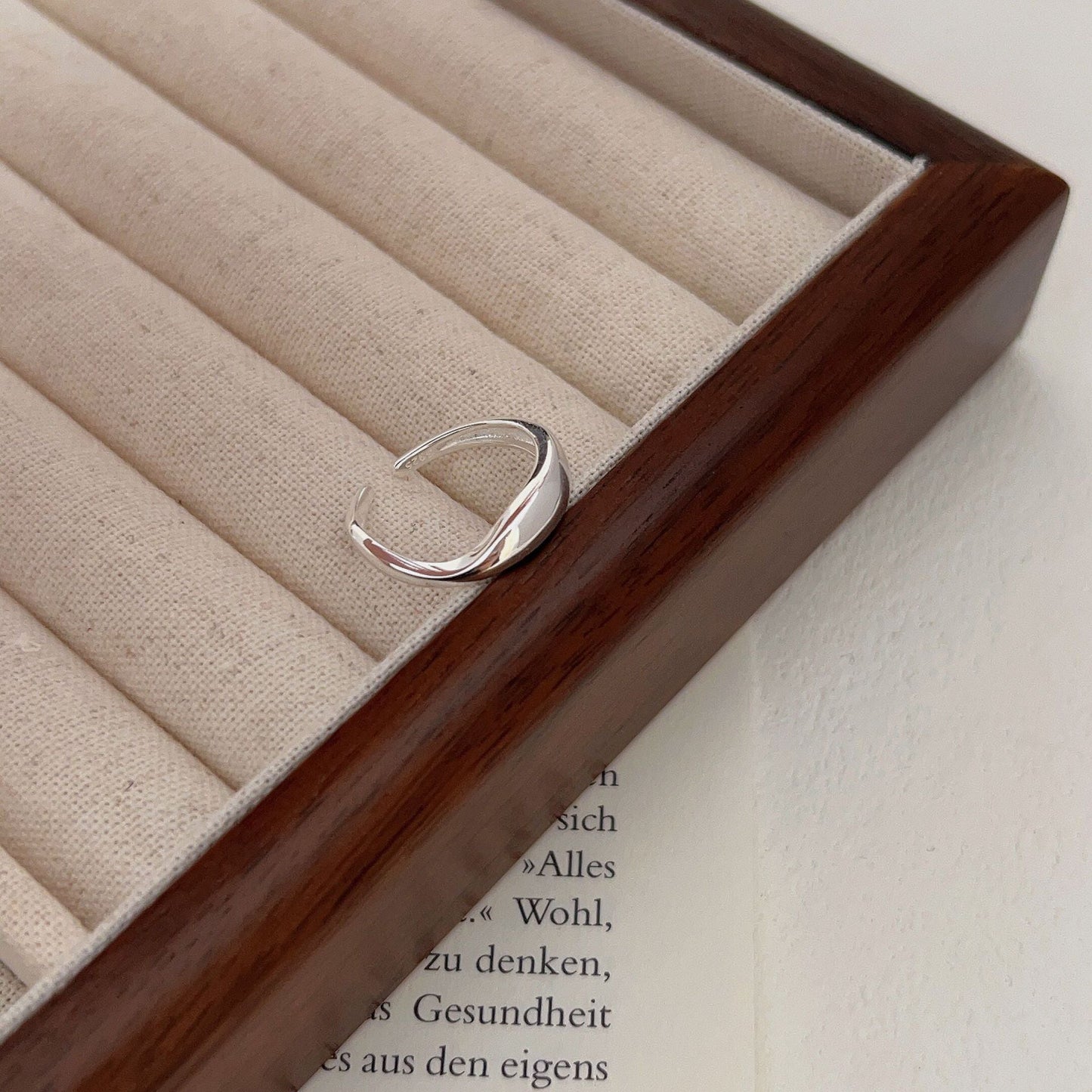 Women's Sterling Sier Opening Adjustable Simple Advanced Rings