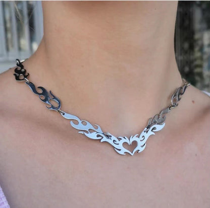 Fashion Punk Hollow Heart Hip Hop Necklaces