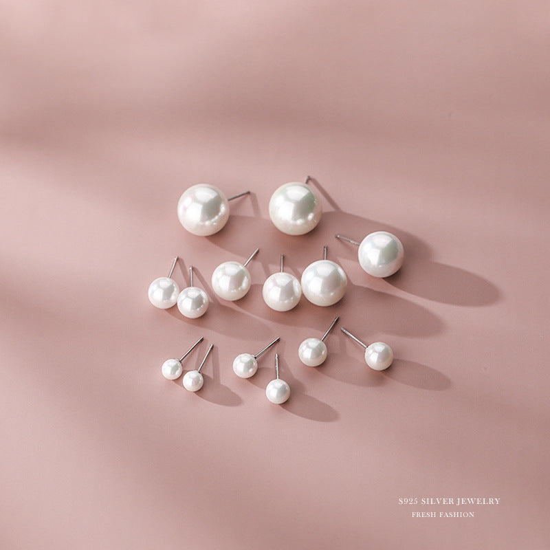 Women's Pearl Sterling Sier Korean Style Simple Earrings