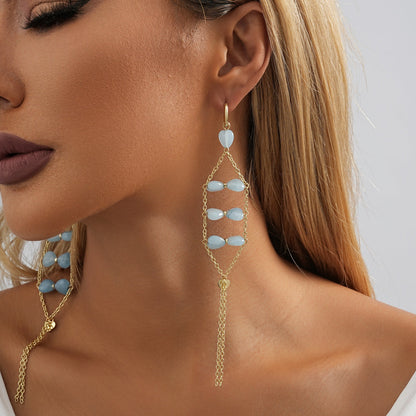 Natural Stone Fashion Trendy Ladies Chain Earrings