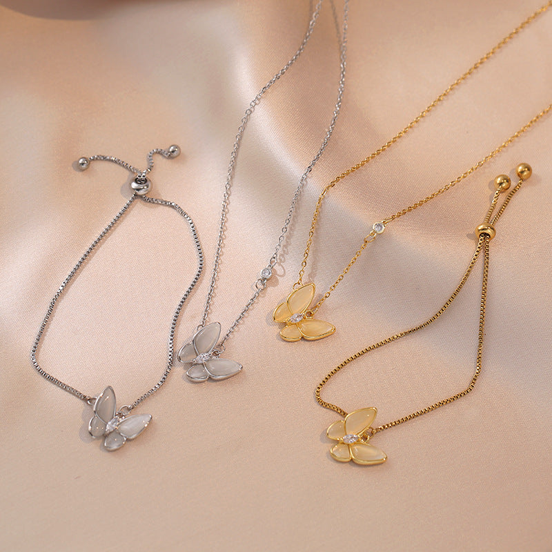 Women's Shell Butterfly Gold-plated Micro Inlaid Zircon Necklaces