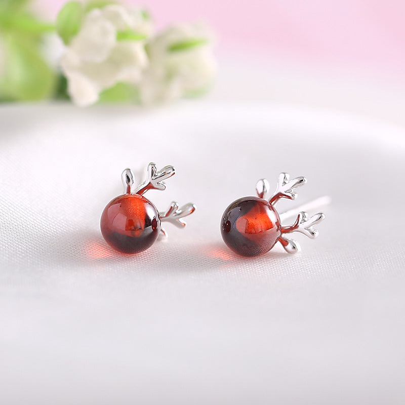 Women's Square Sterling Sier Garnet For Simple Graceful And Cute Earrings