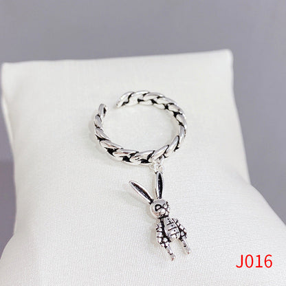 Women's Sier Smiling Face Temperament Retro Punk Simple Rings