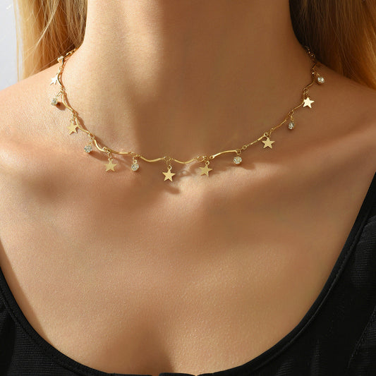 Pentagram Ball Pendant Clavicle Chain Affordable Necklaces