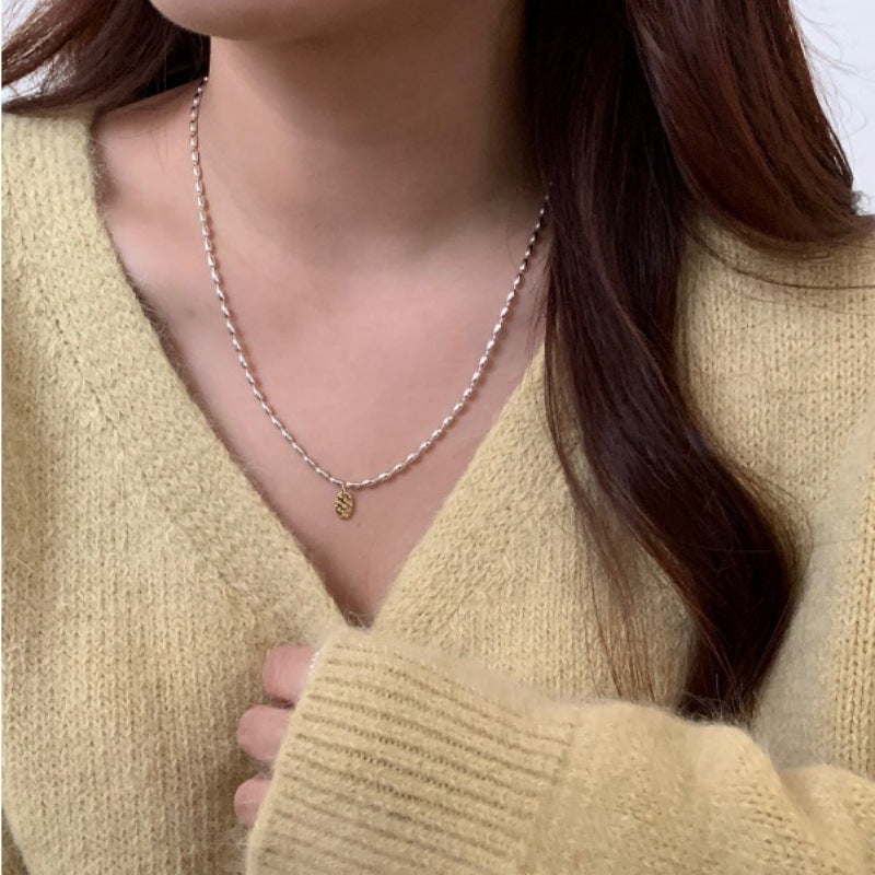 Women's Letter Light Luxury Minority Style Sier Sweater Clavicle Chain Necklaces