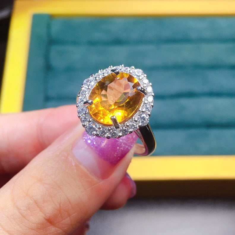 Women's Live Simulation Citrine Full Diamond Temperament Rings
