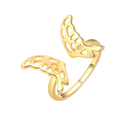 Simple Hollow Butterfly Female Golden Niche Rings