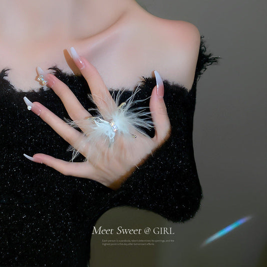 Feather Butterfly Opening Minority Fashion Unique Design Index Rings