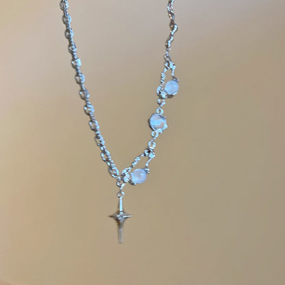 Pure Hot White Moonstone Female Sweet Cool Accessories Niche Necklaces