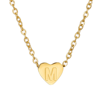 Gold Stainless Steel Heart-shaped Letter Female Titanium Necklaces