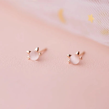 Women's Opal Kitten Small Cute Cat Simple Rings