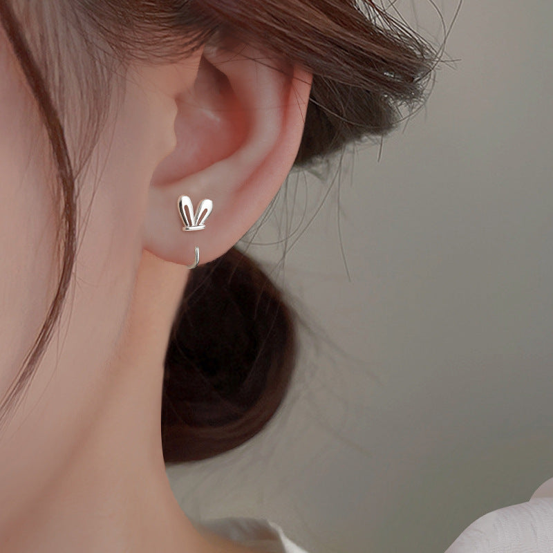 Children's Rabbit Ears Simple Cute Smart Hollow Mini Small Earrings