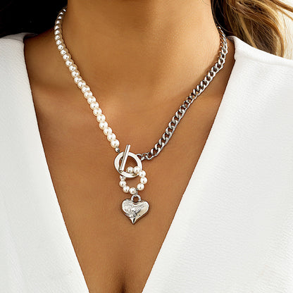 Pearl Buckle Stitching Personality Clavicle Simple Necklaces