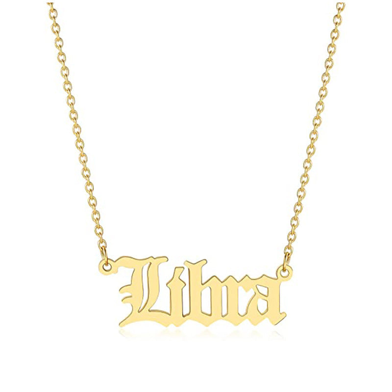 Women's Titanium Steel Ancient English Constellation Simple Necklaces