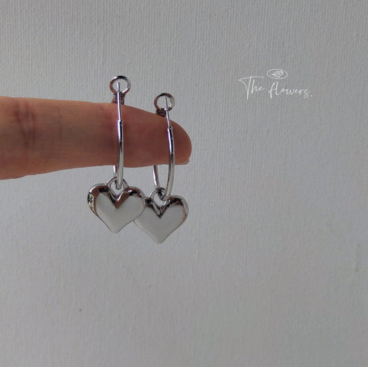 Eyes Sier Needle Three-dimensional Glossy Love Heart Earrings