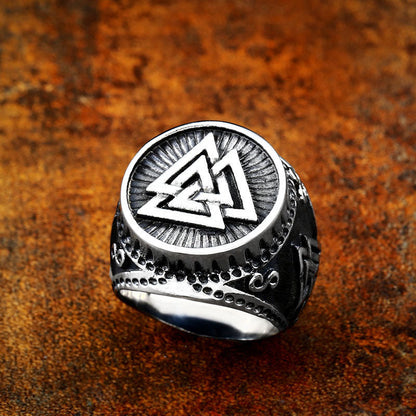 Men's Retro Compass Titanium Steel Triangle Viking Rings