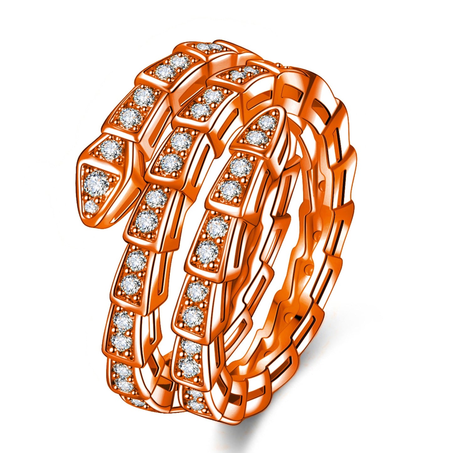 Snake-shaped Full Diamond Snake Three-circle Elastic Head Rings